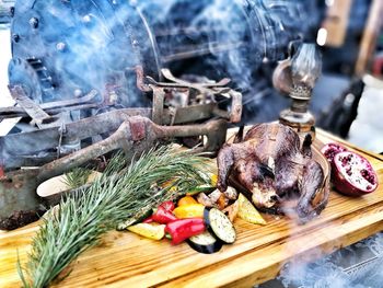 Close-up of food on table