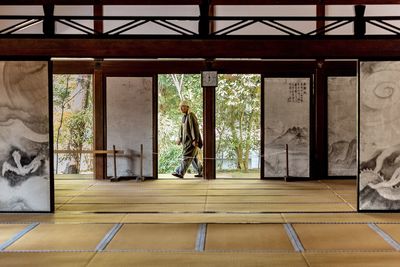 Man walking at japanese building