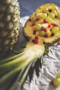 Close-up of fresh fruits on flower