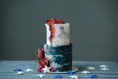 Close-up of ice cream on table