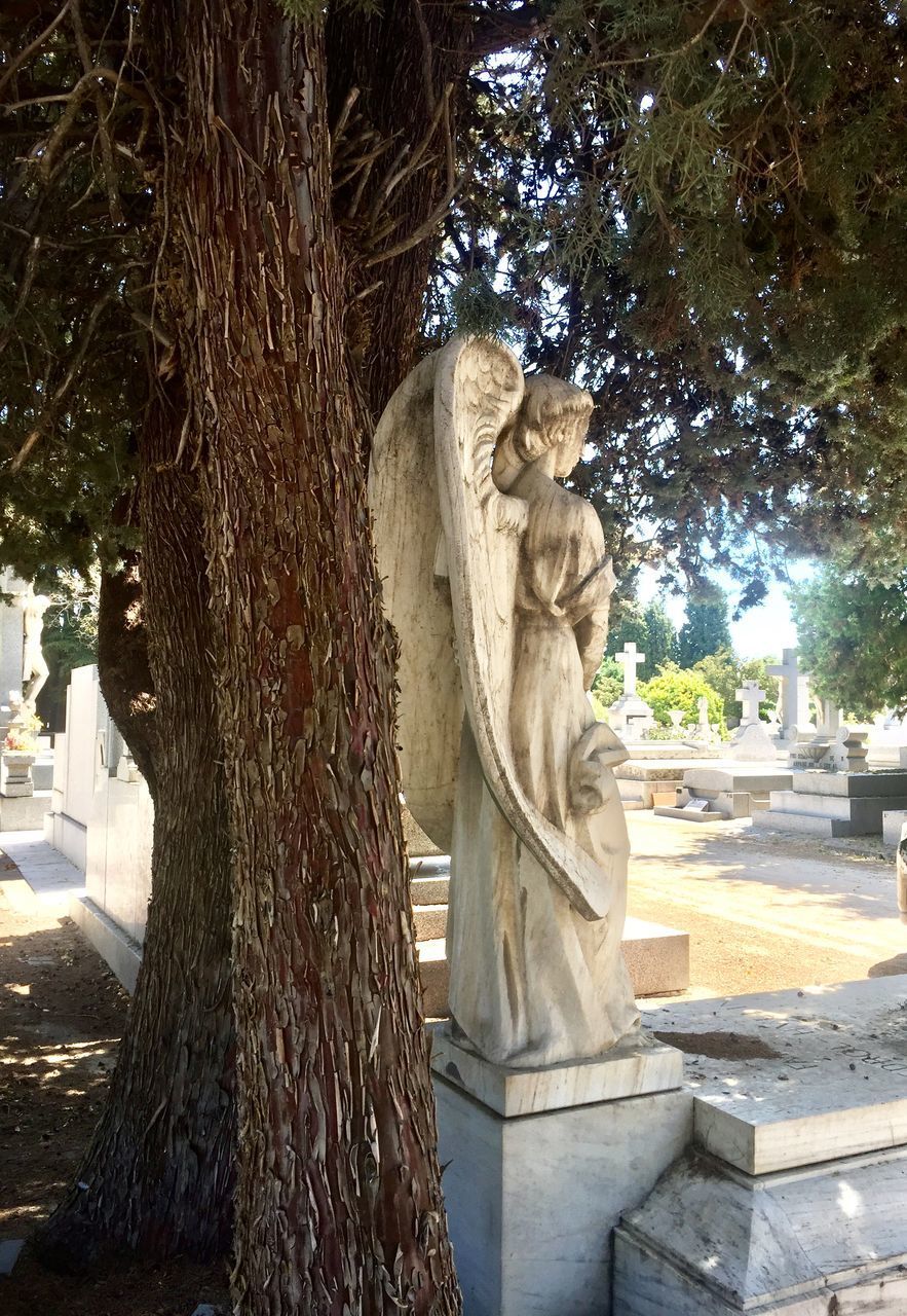 STATUE OF TREE TRUNK WITH PLANTS