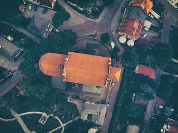 High angle view of buildings in city