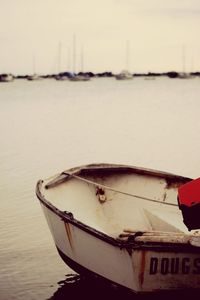 Close-up of boats in water