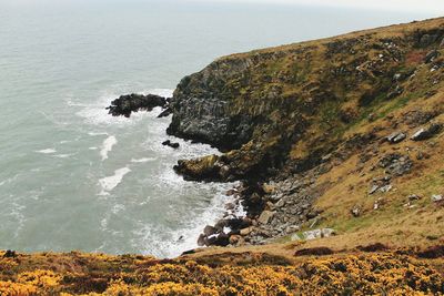 High angle view of coastal feature