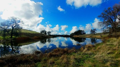 Scenic view of lake against sky