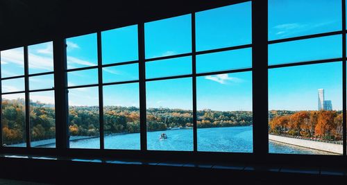 Buildings seen through window