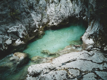 Scenic view of rock formation in water