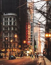 City street and buildings at night