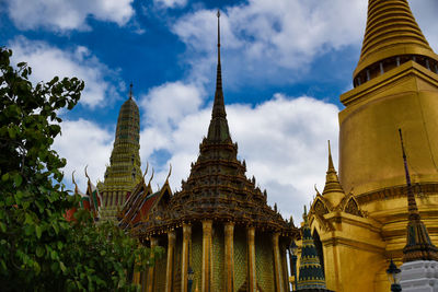 Low angle view of temple building against sky