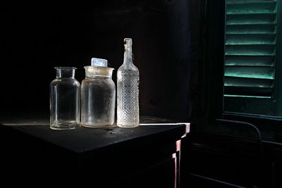 Close-up of bottles on table