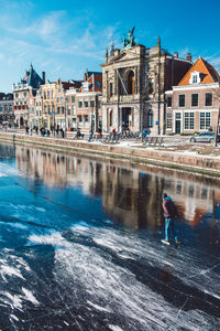 Reflection of buildings in city