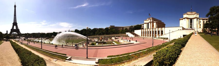 Panoramic view of buildings against sky in city