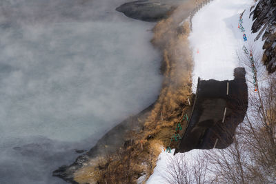Scenic view of snow covered land