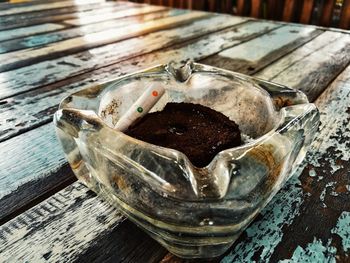 Close-up of water in glass on table