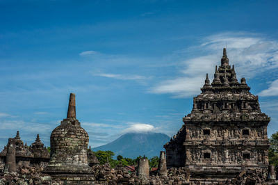 Panoramic view of temple building against sky