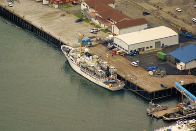 High angle view of boats in river