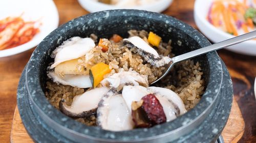 Close-up of meal served in bowl