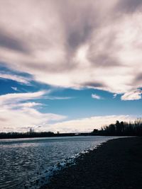 Scenic view of sea against cloudy sky