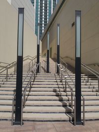 Empty staircase against building