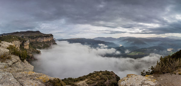 Panoramic view of mountains against sky