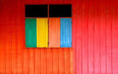 Closed door of building