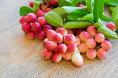 Close-up of fruits on table