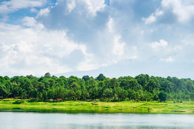 Scenic view of lake against sky