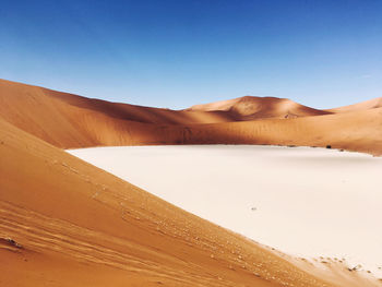 Scenic view of desert against clear sky