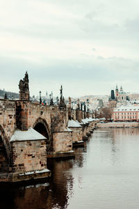 Charles bridge over river, prague