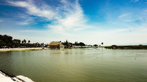 Scenic view of lake against sky