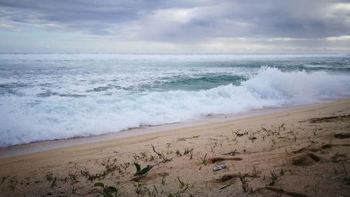 Scenic view of beach against sky