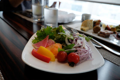 Close-up of food served in plate