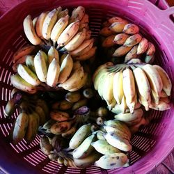 High angle view of fruits in basket