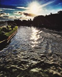 Scenic view of sunset over river