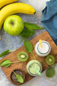 High angle view of fruits on table