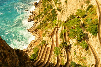 Directly above shot of via krupp at capri during sunny day