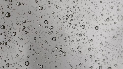 Full frame shot of raindrops on glass window