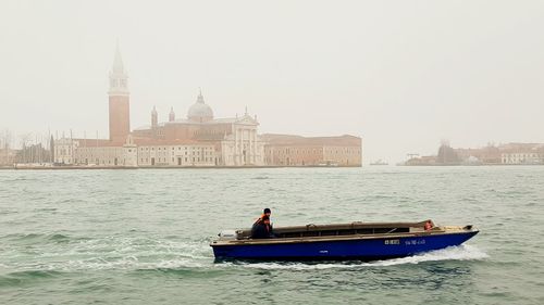 Boat sailing in sea