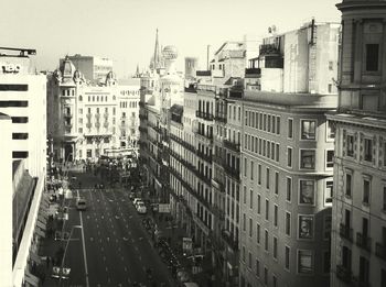 High angle view of buildings in city