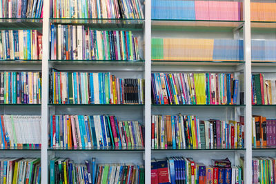 Full frame shot of books in shelf