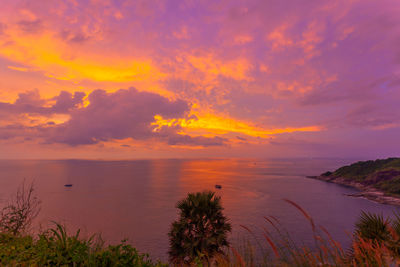 Scenic view of sea against sky during sunset