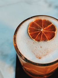 Close-up of drink in glass on table