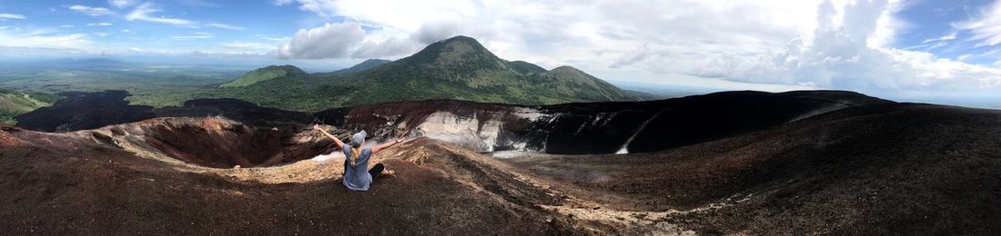 Panoramic view of mountains against sky