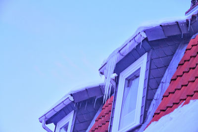 Low angle view of building against clear sky