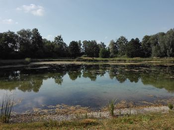 Scenic view of lake against sky