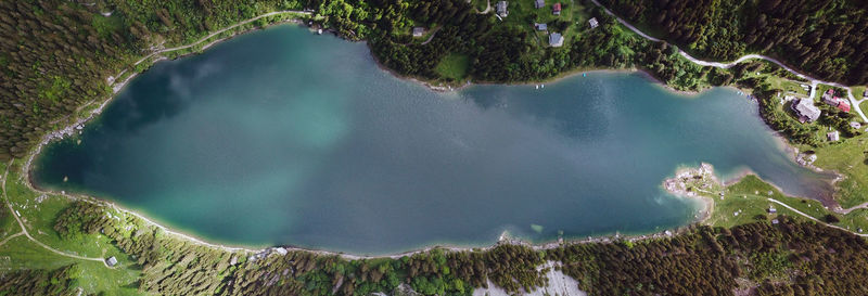High angle view of panoramic shot of land