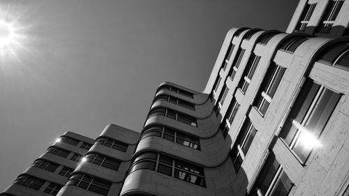 Low angle view of buildings against clear sky