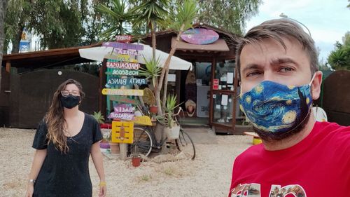 Portrait of young man outdoors