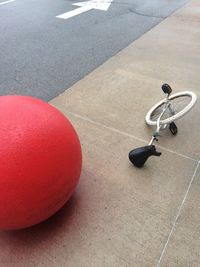 High angle view of unicycle on road