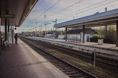 Railroad station against sky